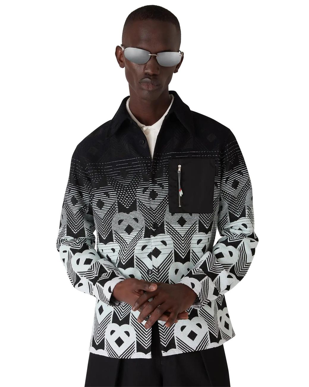 Casablanca Paris Black Veste-Chemise À Monogramme Dégradé for men