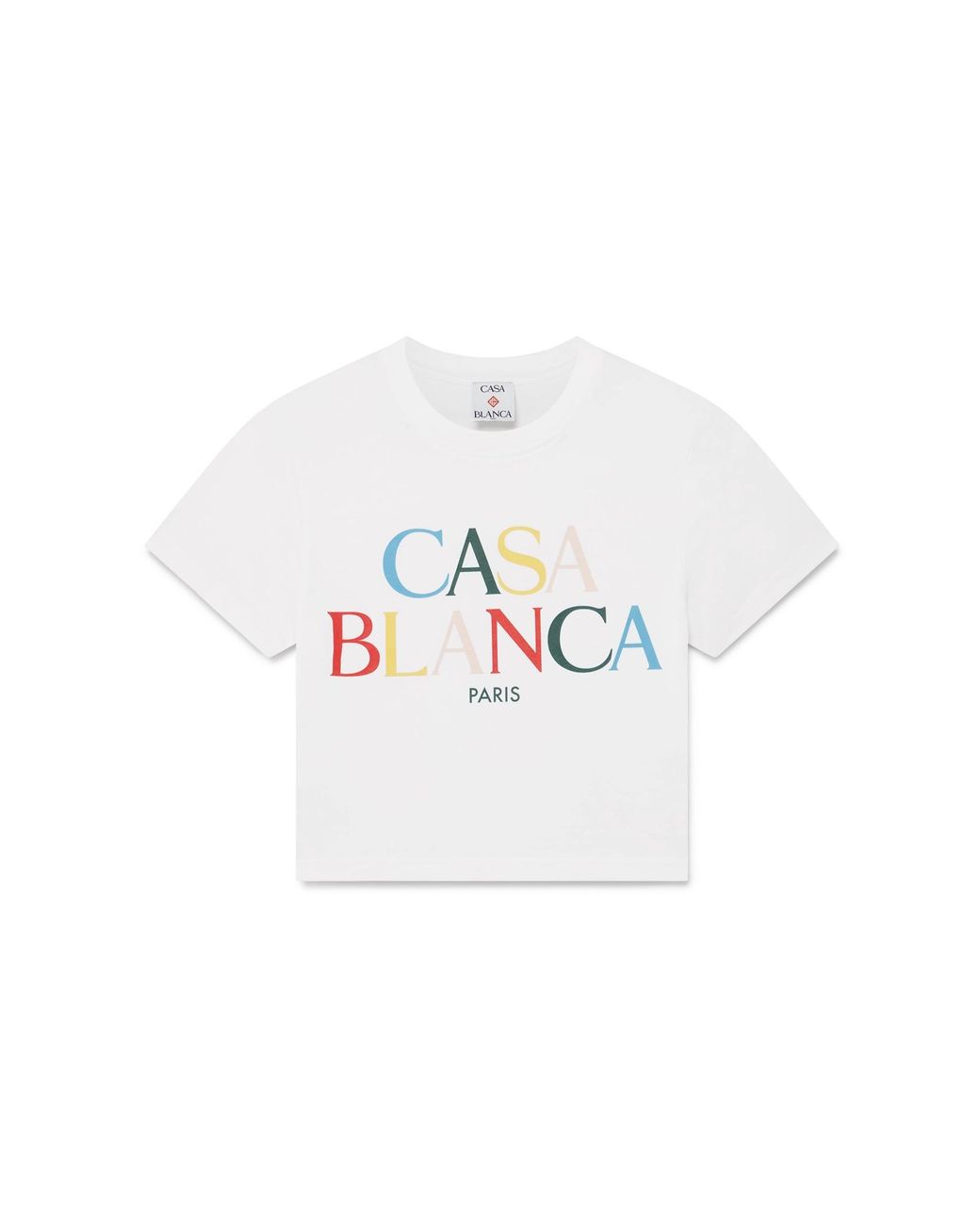 Casablanca Paris White T-Shirt Court À Manches Courtes À Logo Superposé