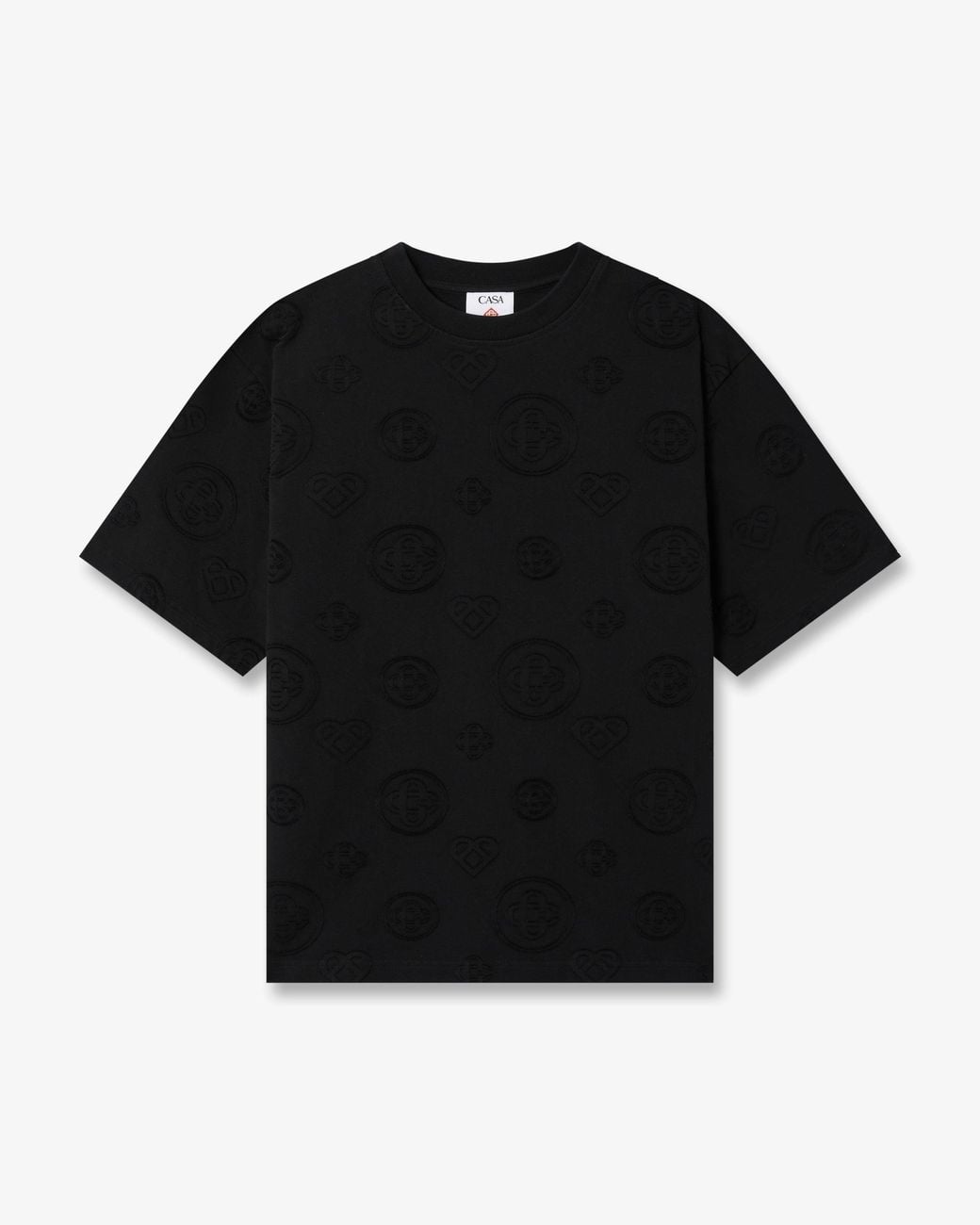 Casablanca Paris Black Applique Monogram Oversized Short Sleeve T-Shirt, By for men