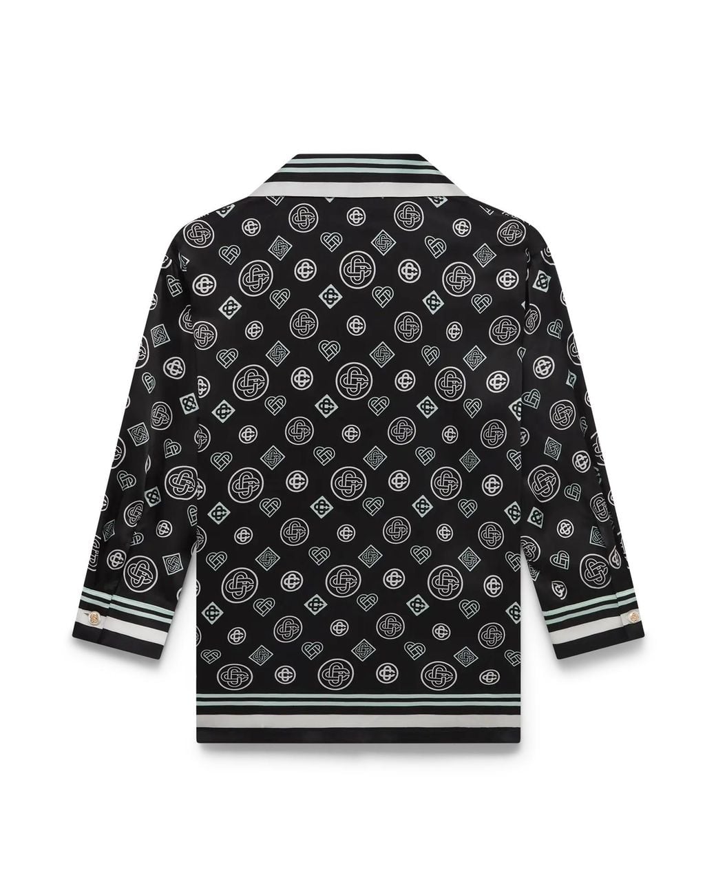 Casablanca Paris Black Monogram Pyjama Silk Satin Shirt for men