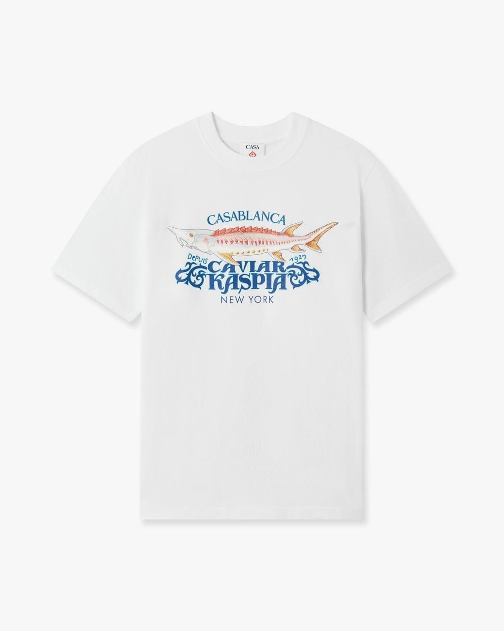 Casablanca Paris White Casa Kaspia New York Short Sleeve T-Shirt, By for men