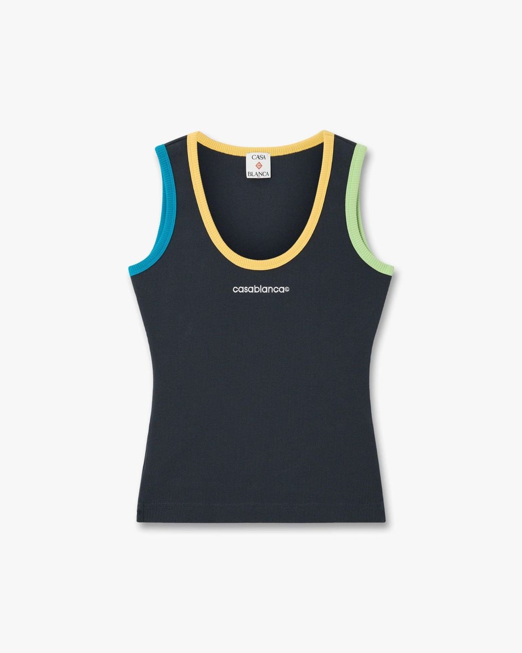 Casablanca Paris Blue Colourblock Ribbed Tank Top