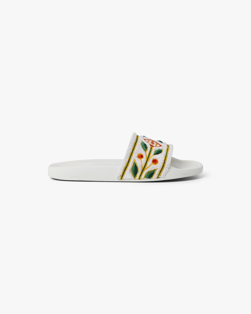 Casablanca Paris White Embroidered Terry Slides, Size By for men