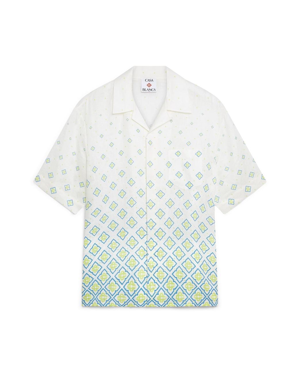 Casablanca Paris Blue Chemise À Manches Courtes En Lin À Monogramme Dégradé for men