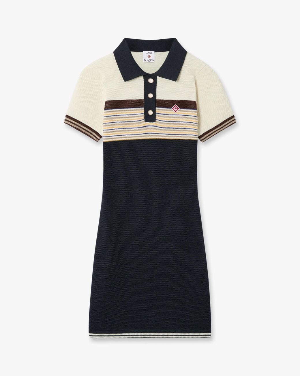 Casablanca Paris Black Café Culture Wool Stripe Polo Mini Dress, By