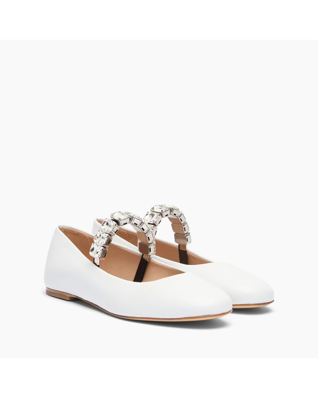 Casadei White Crystal Ballet Flat