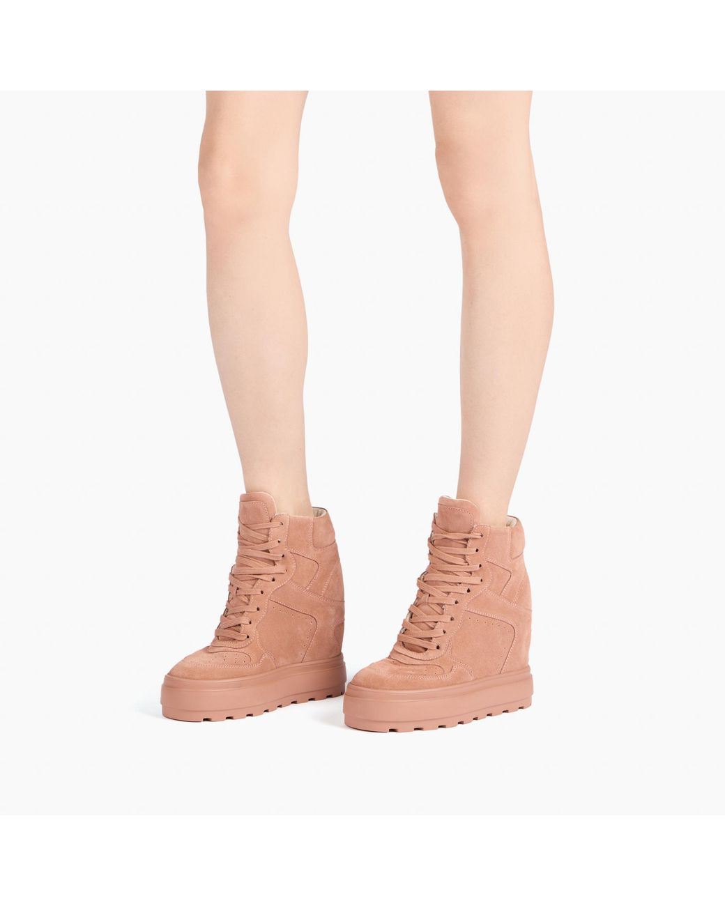 Casadei Brown Wedge-Heel Panelled Sneakers