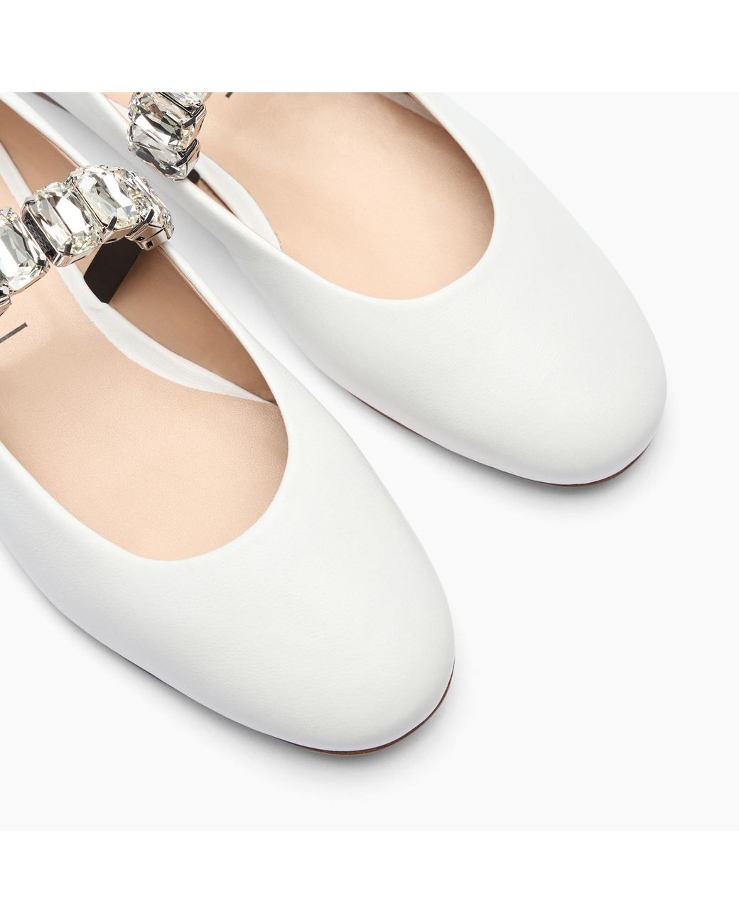 Casadei White Crystal Ballet Flat