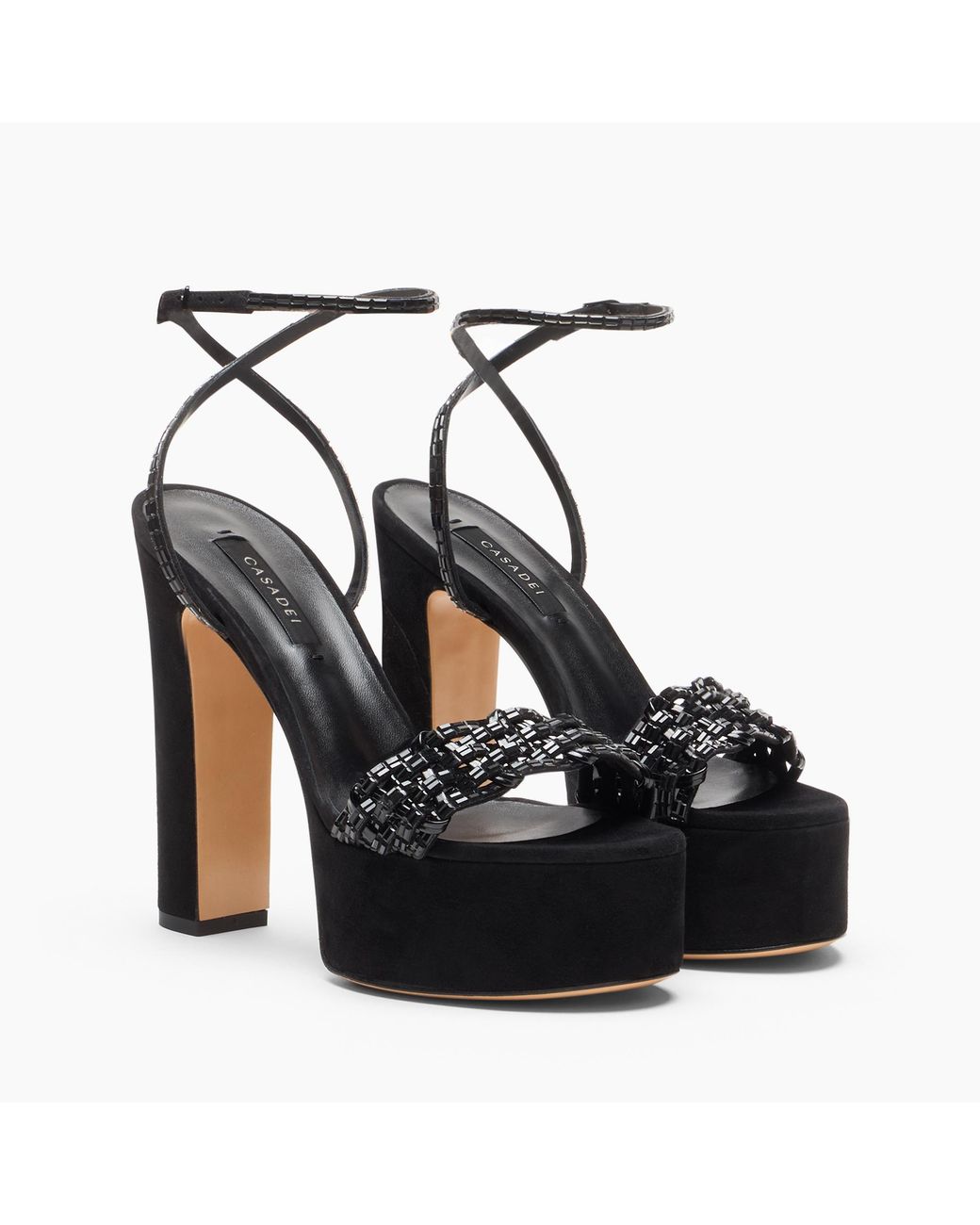 Casadei Black Patty Platform Godyva Sandal