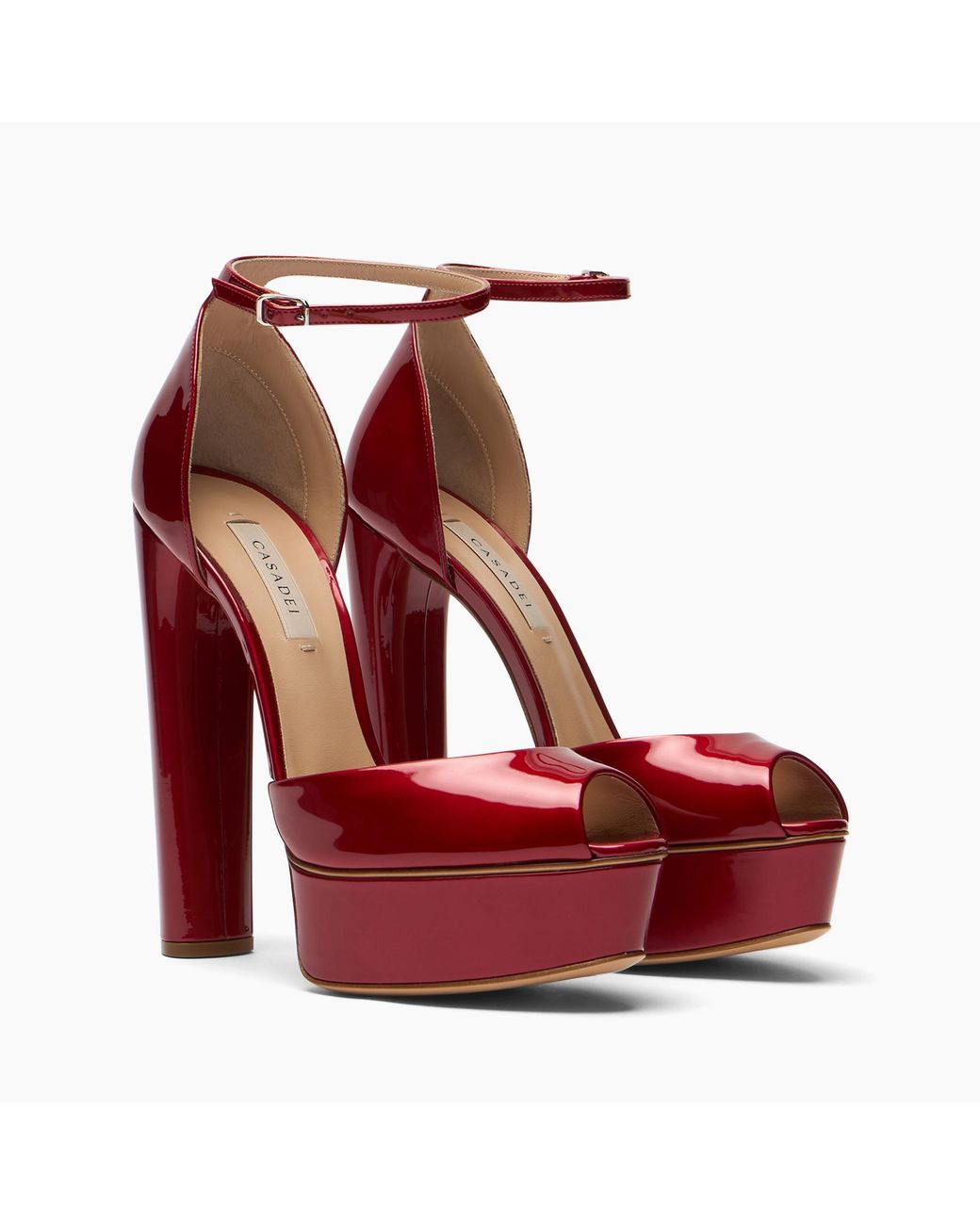 Casadei Red Flora Platform Samurai Sandal