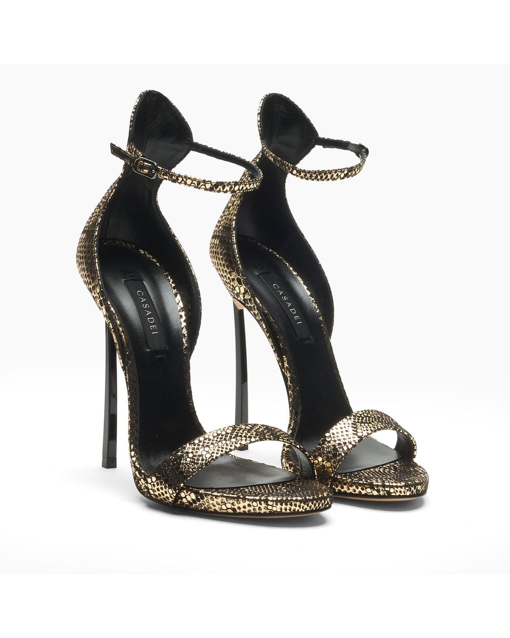 Casadei Metallic Cappa Blade Goldfinger Sandal