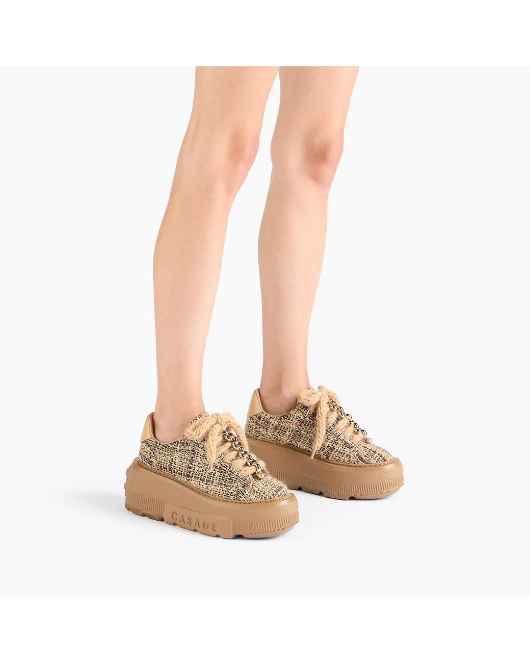 Casadei Natural Nexus Buclé Sneaker