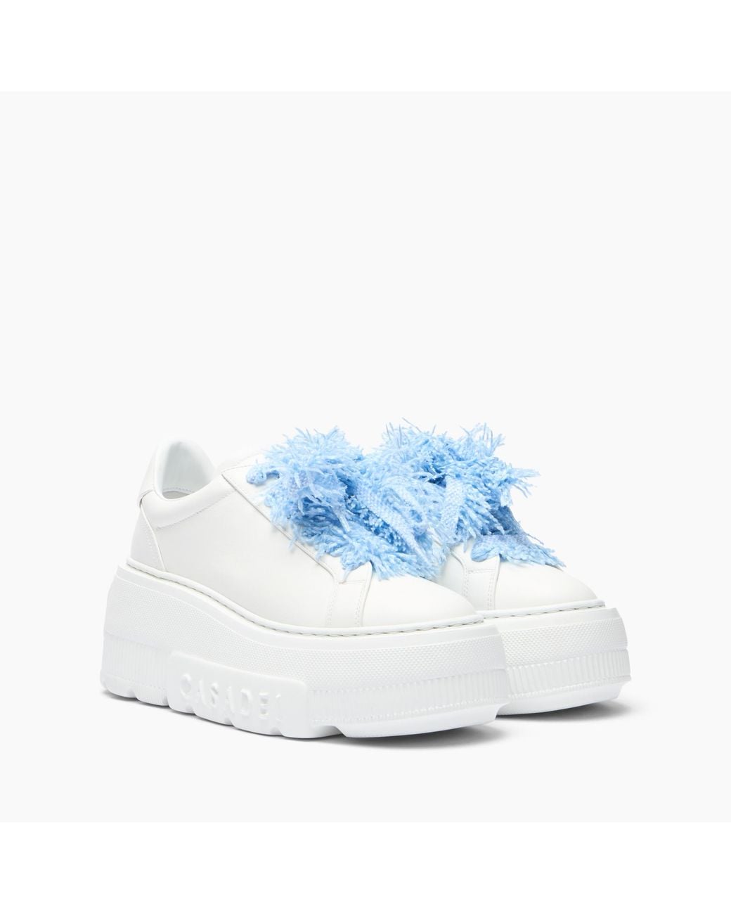Casadei White Nexus Sneaker With Fluffy Yarn Lace