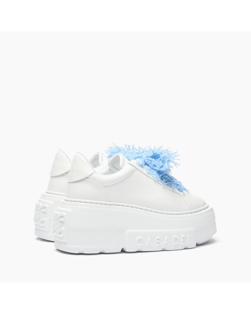 Casadei White Nexus Sneaker With Fluffy Yarn Lace