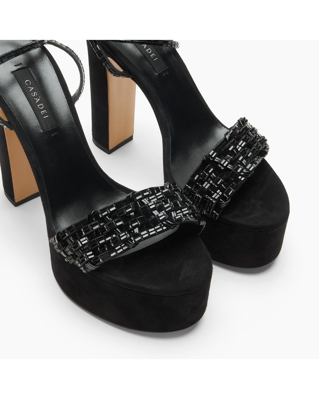 Casadei Black Patty Platform Godyva Sandal