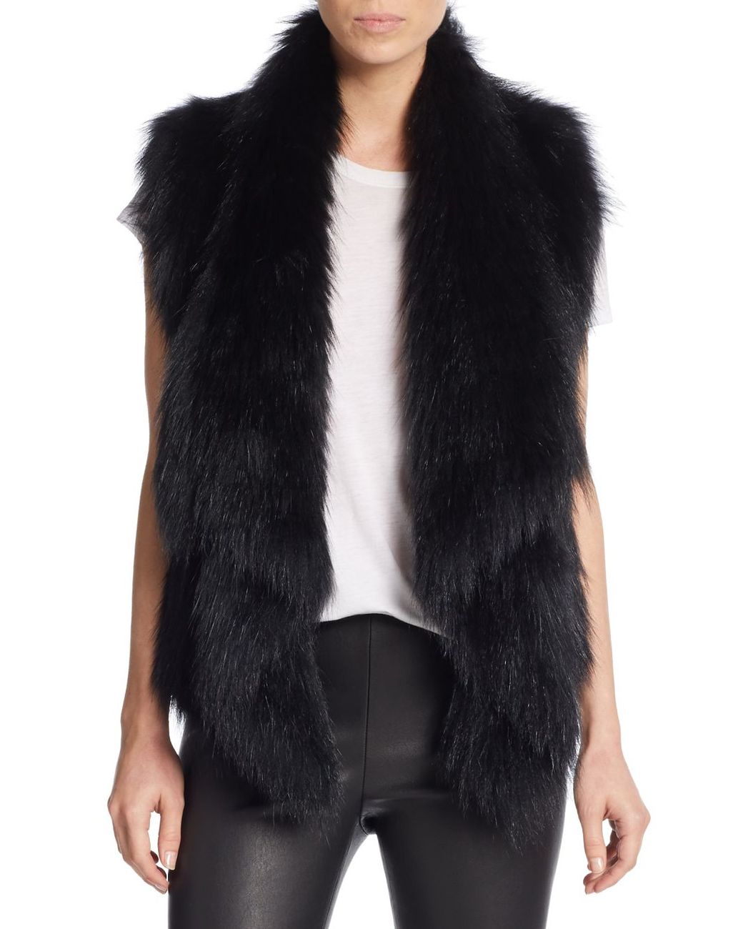 Vince Raccoon Fur Vest in Black Lyst