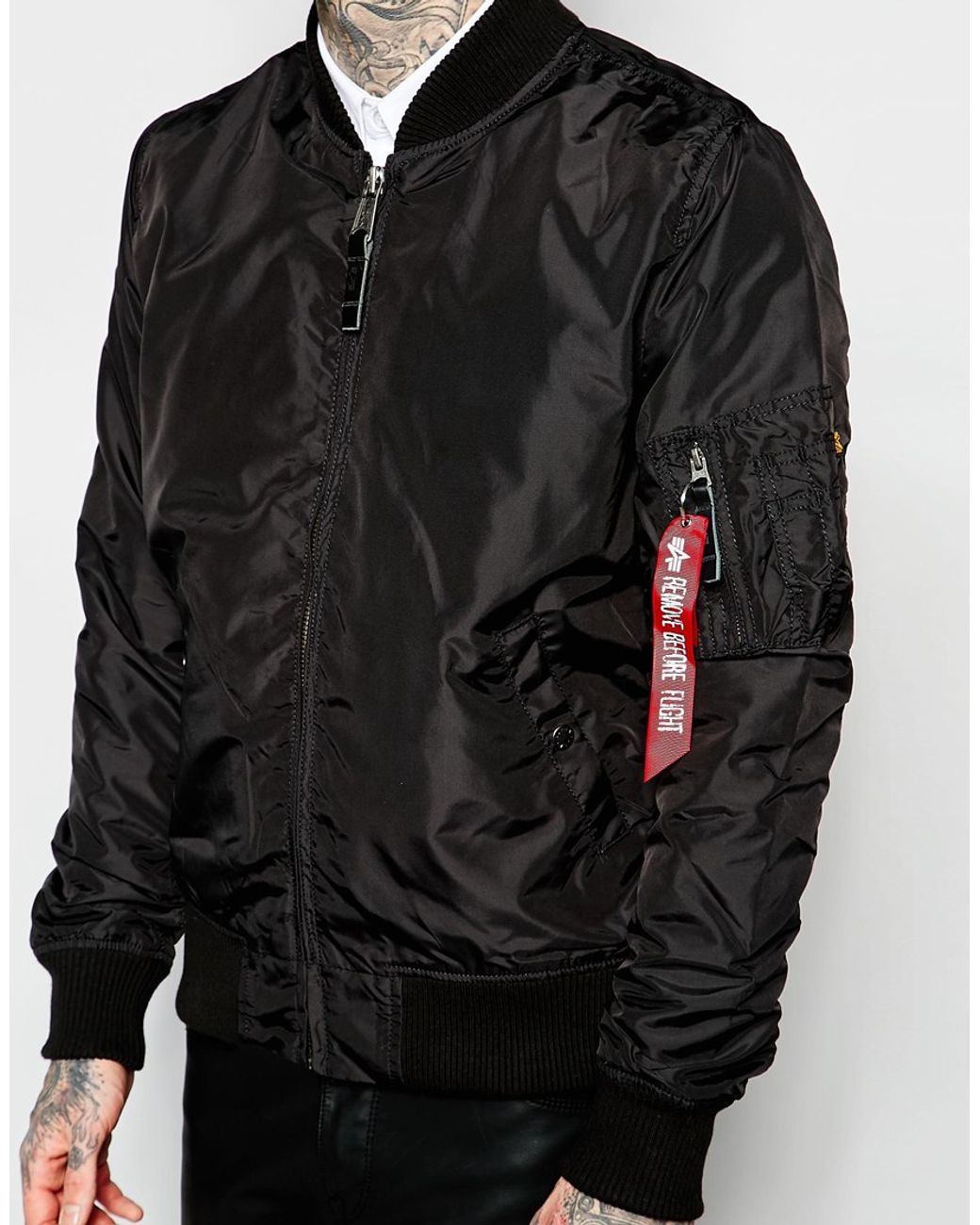 Synthetic Ma1 Bomber Jacket Slim Fit 