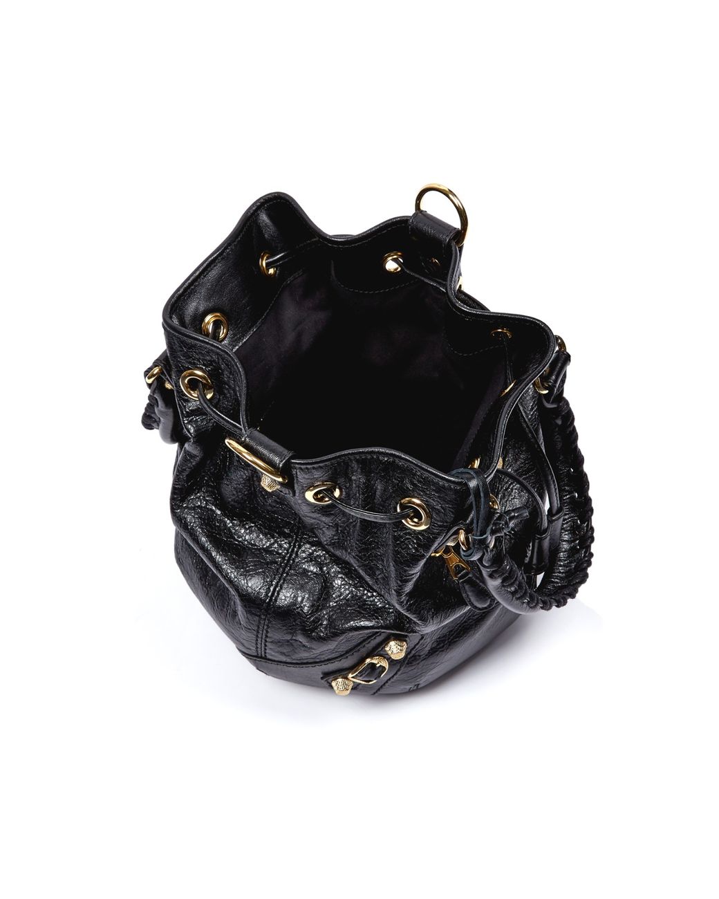 rotation Theseus Under ~ Balenciaga Giant Pom-Pom Leather Bucket Bag in Black | Lyst