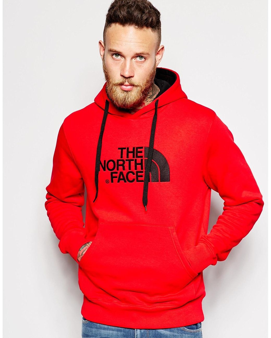 Red north face hoodie hot sale mens