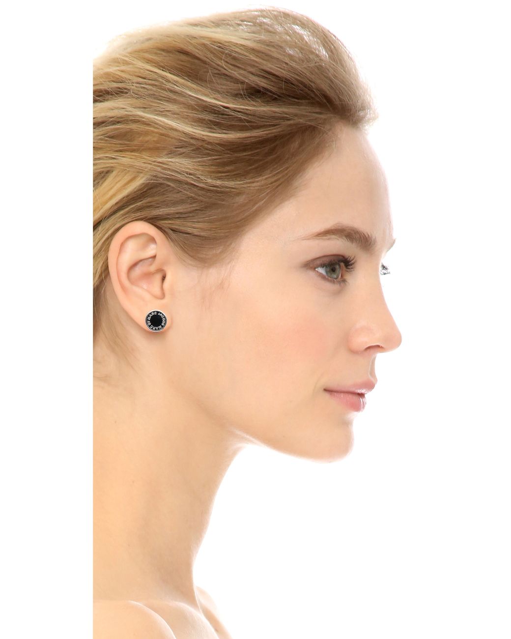Marc By Marc Jacobs Logo Disc Stud Earrings Cream in Black Lyst