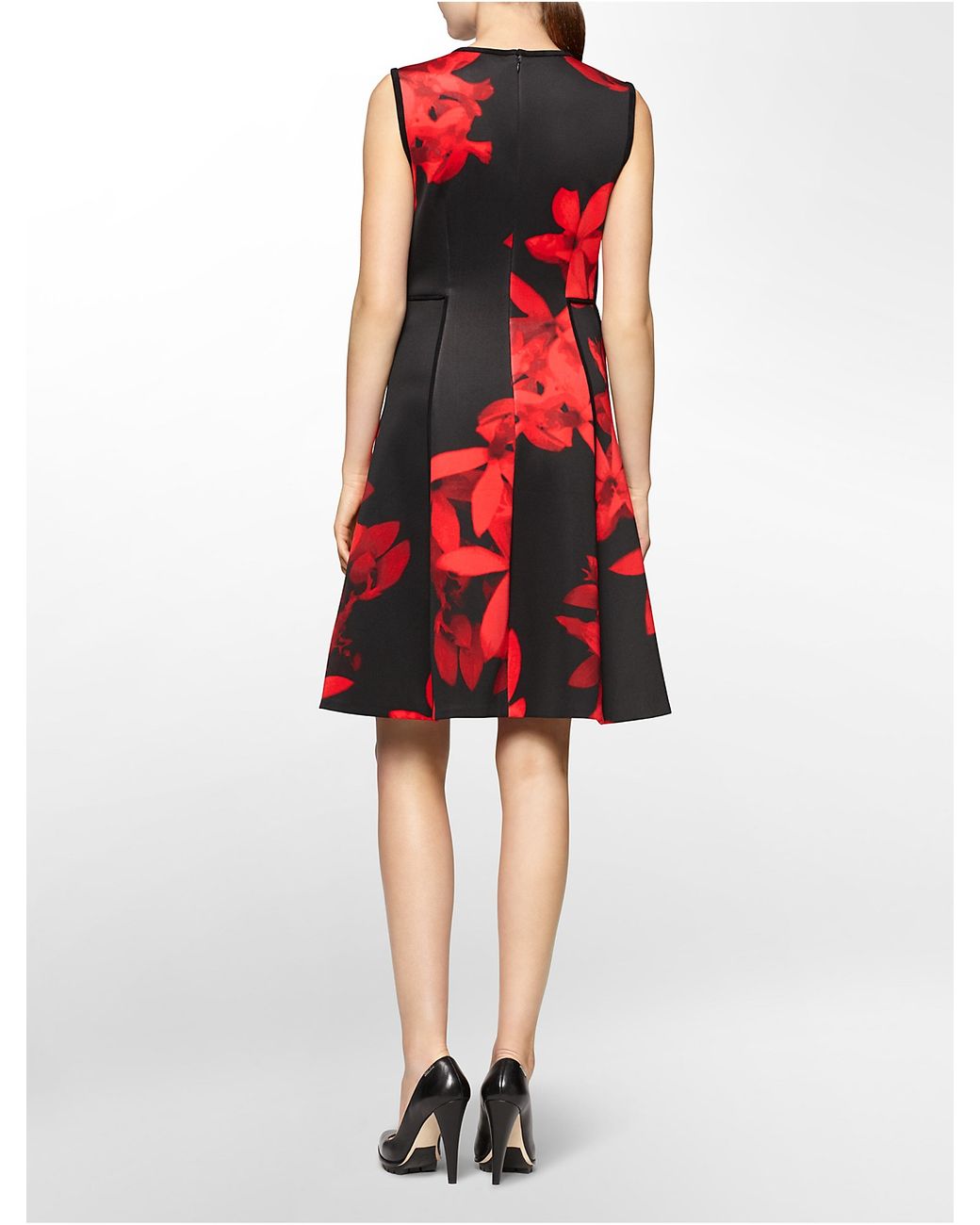 Calvin Klein White Label Exploded Floral Print Sleeveless Fit Flare Dress  in Black Lyst