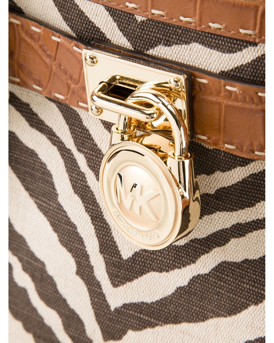 MICHAEL Michael Kors Hamilton Zebra Print Shoulder Bag in Brown
