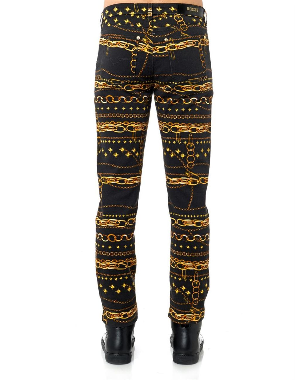 Versus Chain-print Stretch-cotton Jeans 