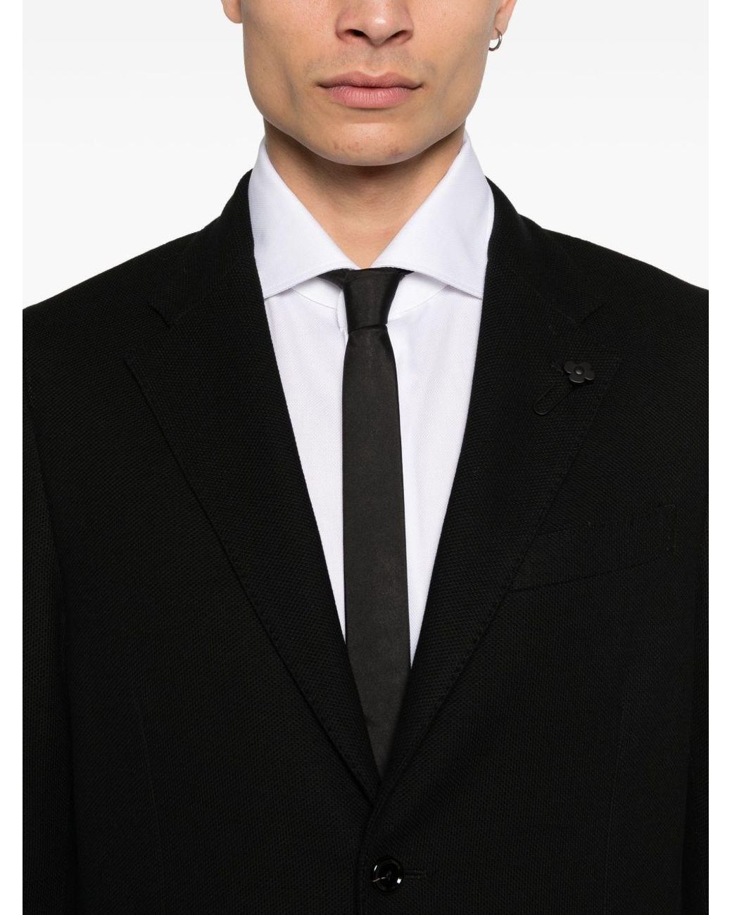 Blazer Con Spilla Con Logo di Lardini in Black da Uomo