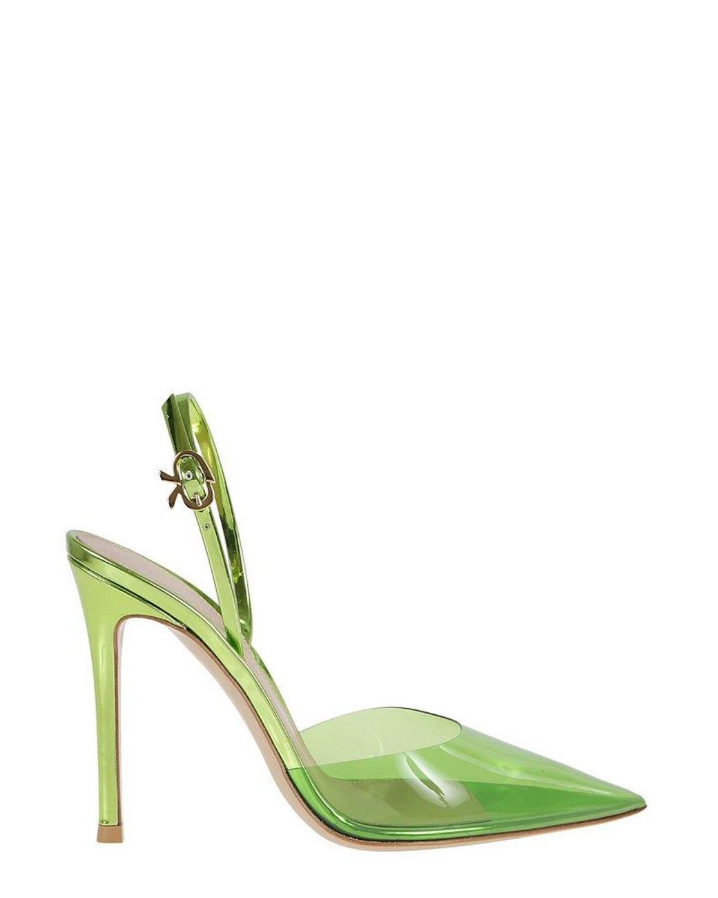 Gianvito Rossi Ribbon Dorsay Pointed Toe Slingback Pumps in Green Lyst