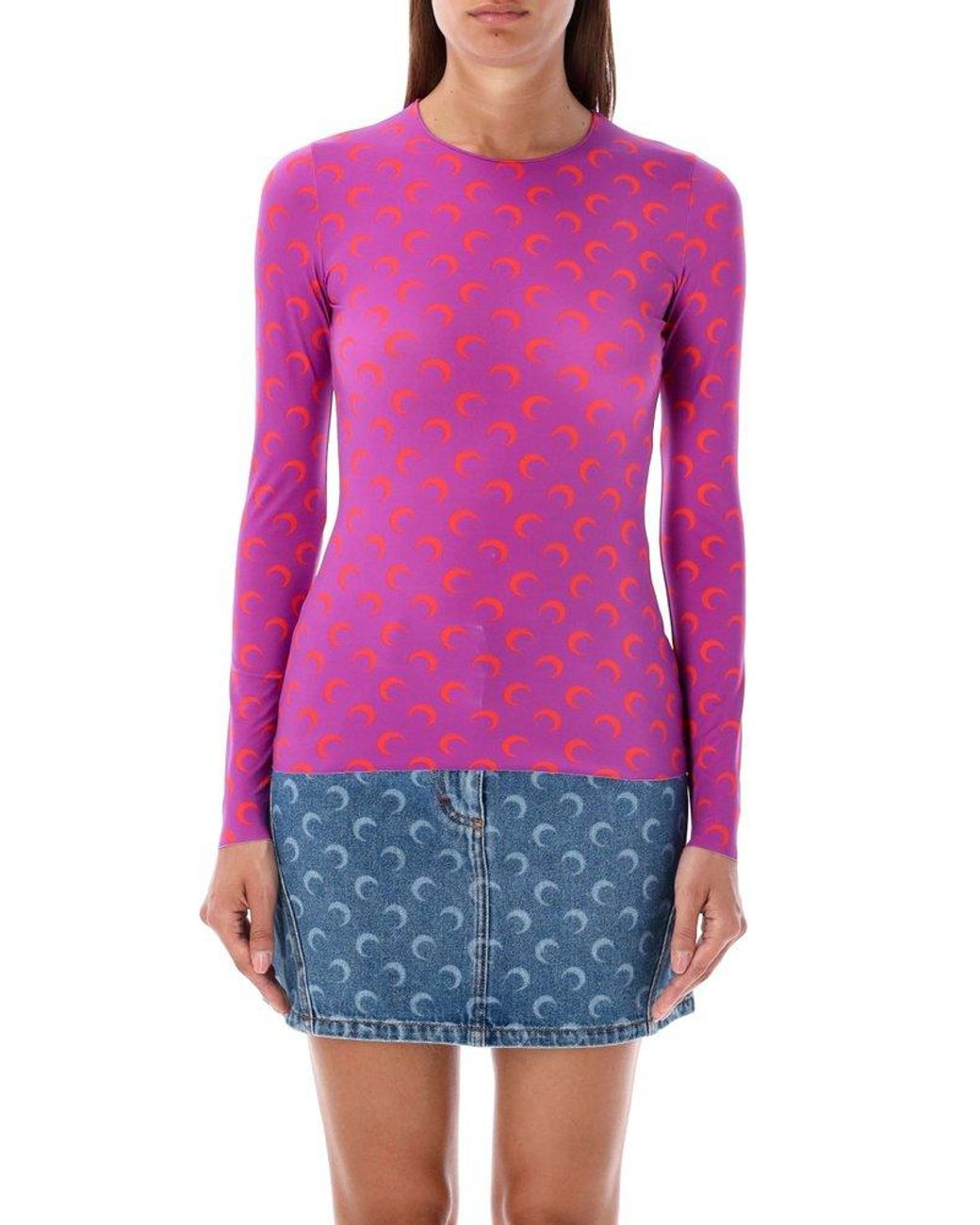 Tシャツ・カットソー MARINE SERRE Women Tunic Tops WTO393PK60 Purple Tops & Shirts • Marine Serre