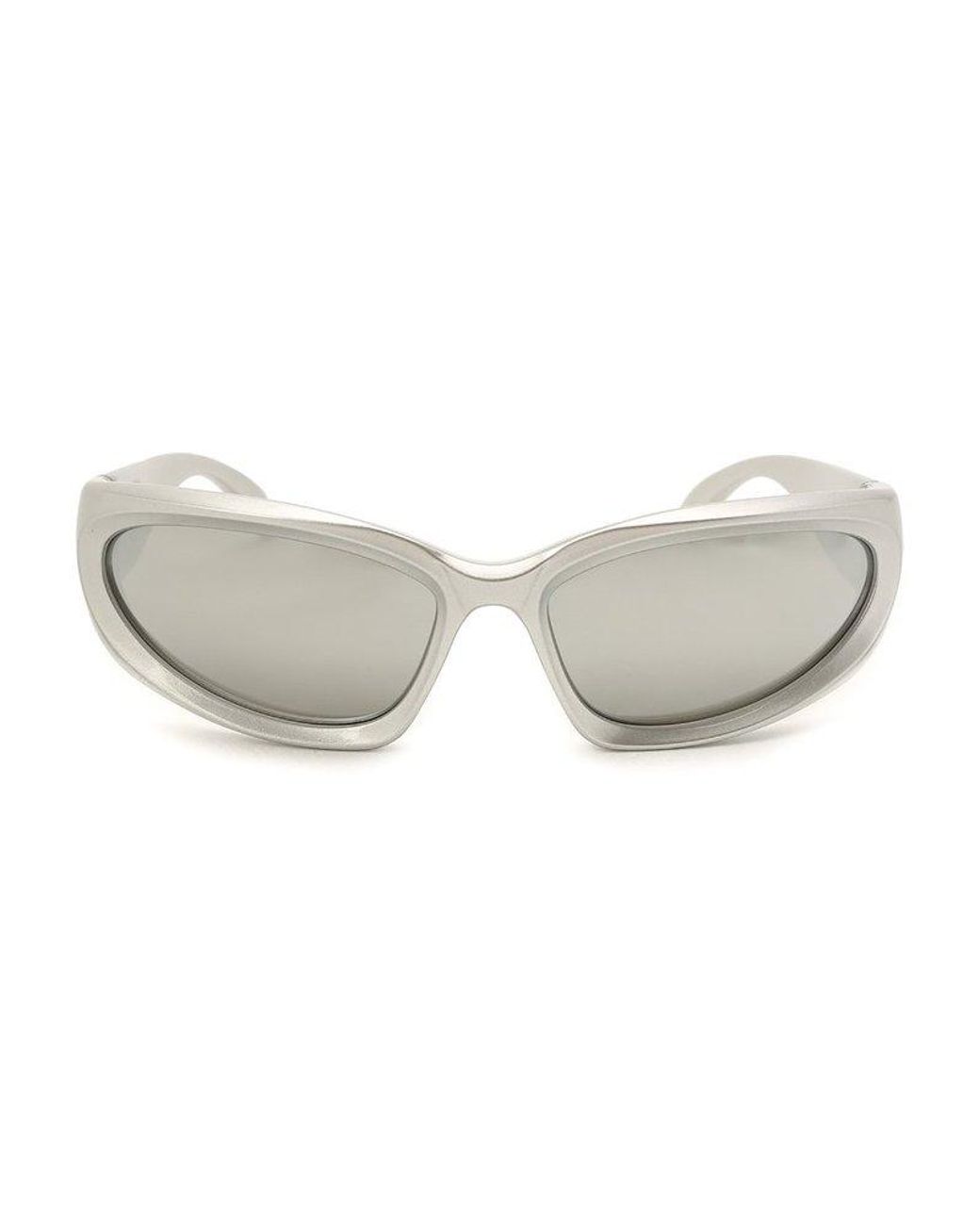 Balenciaga Swift Oval Sunglasses in Silver (Metallic) Lyst