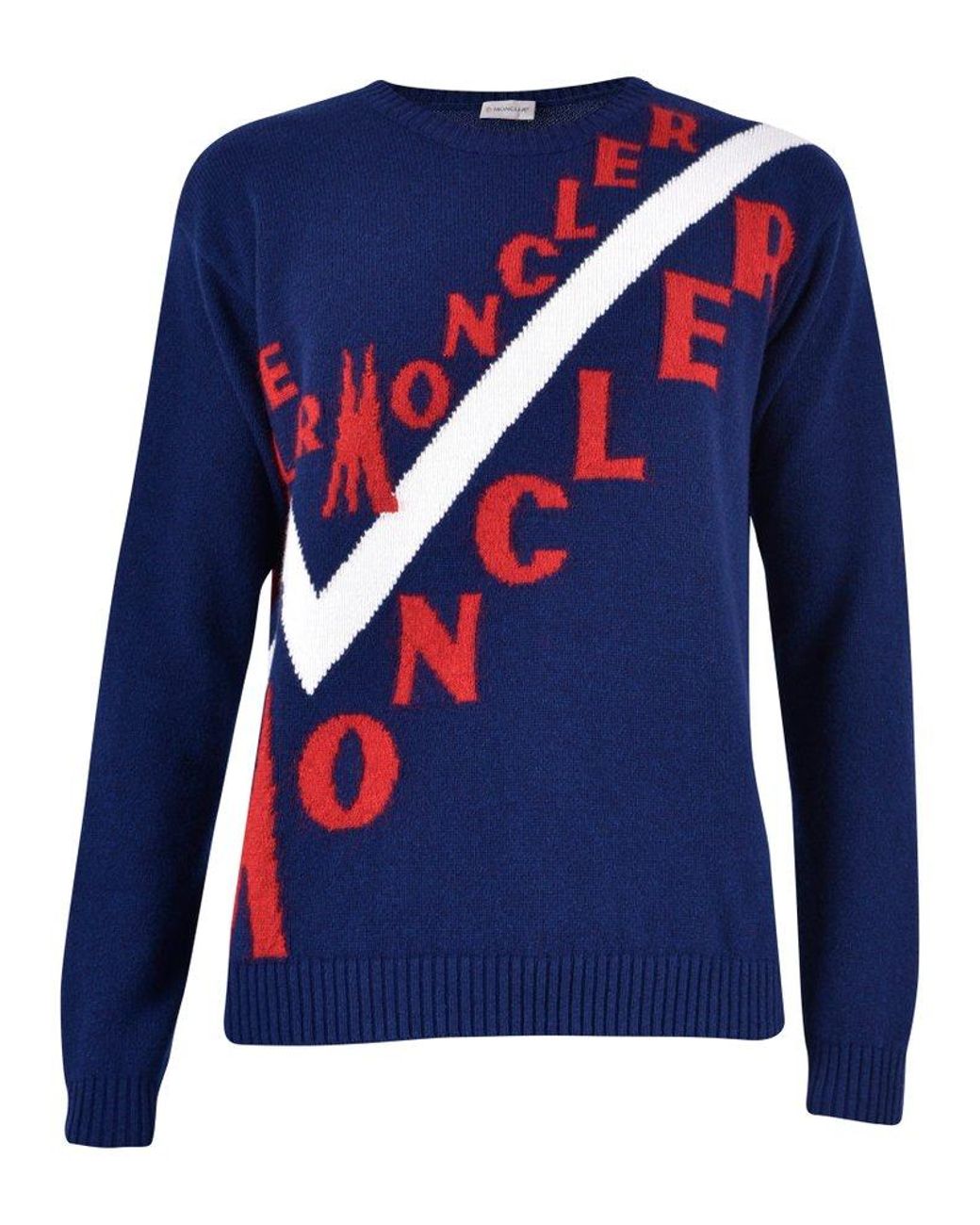 Moncler Logo Intarsia Jumper in Blue for Men | Lyst