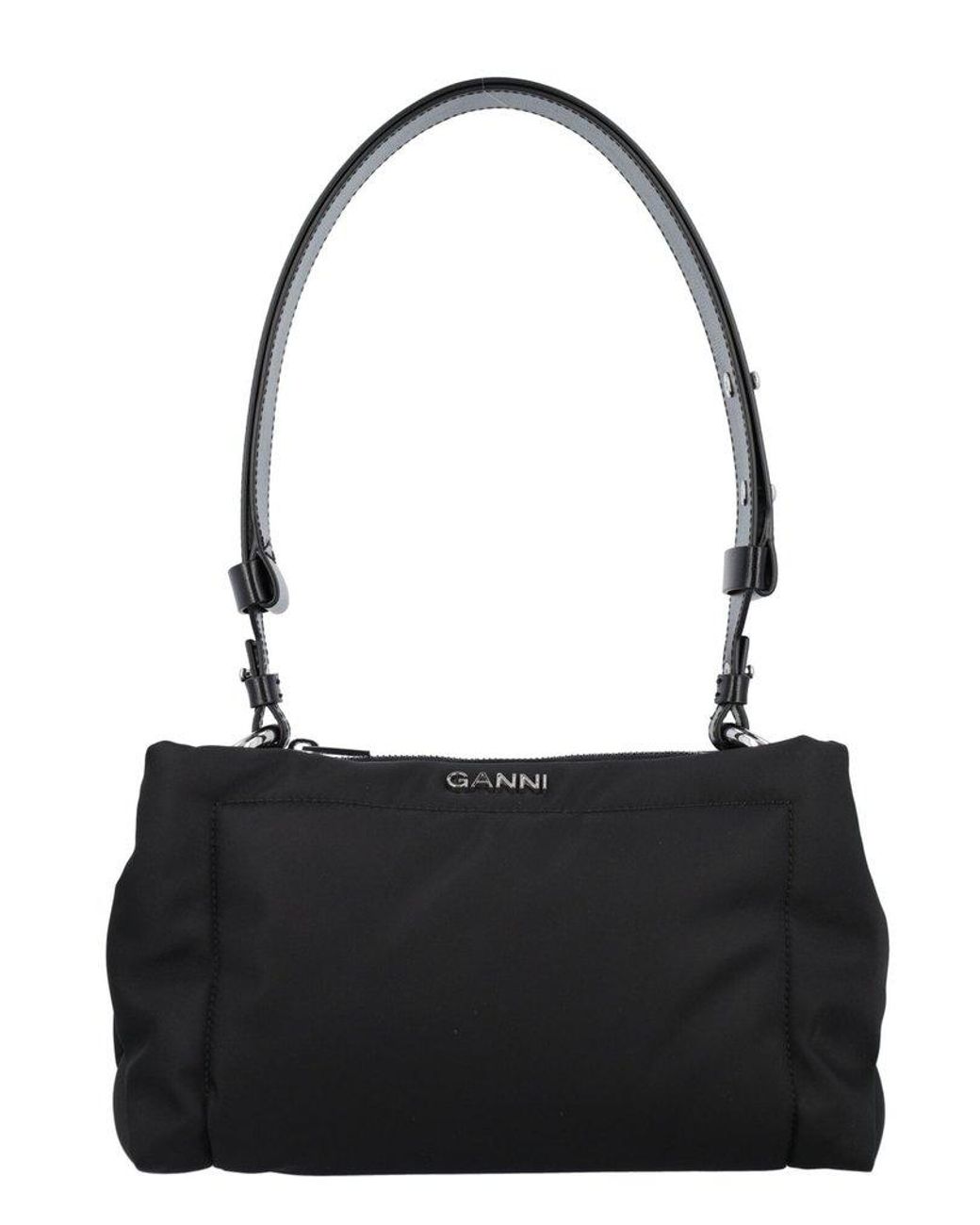 Ganni Synthetic Medium Logo Detailed Shoulder Bag in Black | Lyst Canada