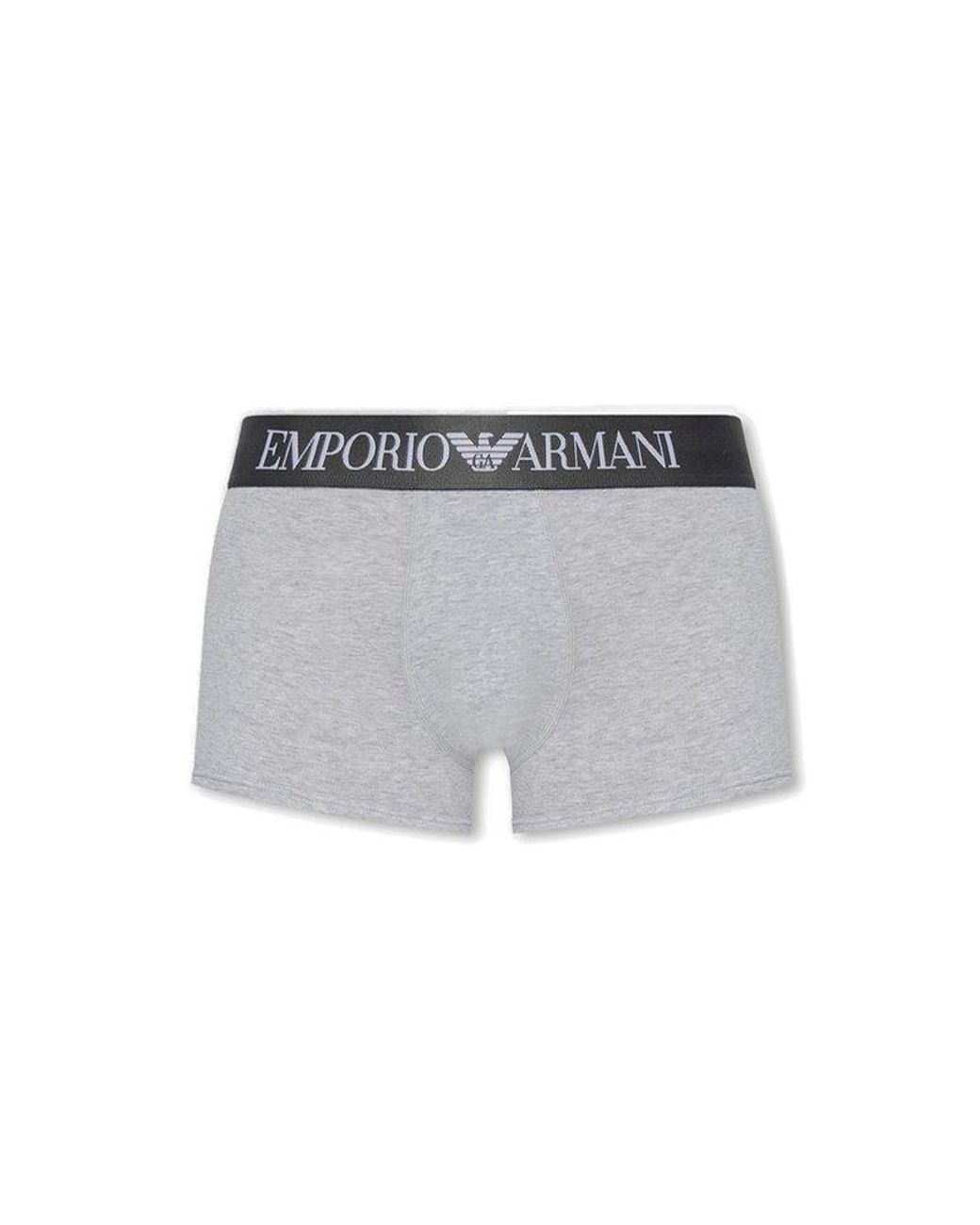 Emporio Armani Logo-waistband Boxers in Gray for Men | Lyst