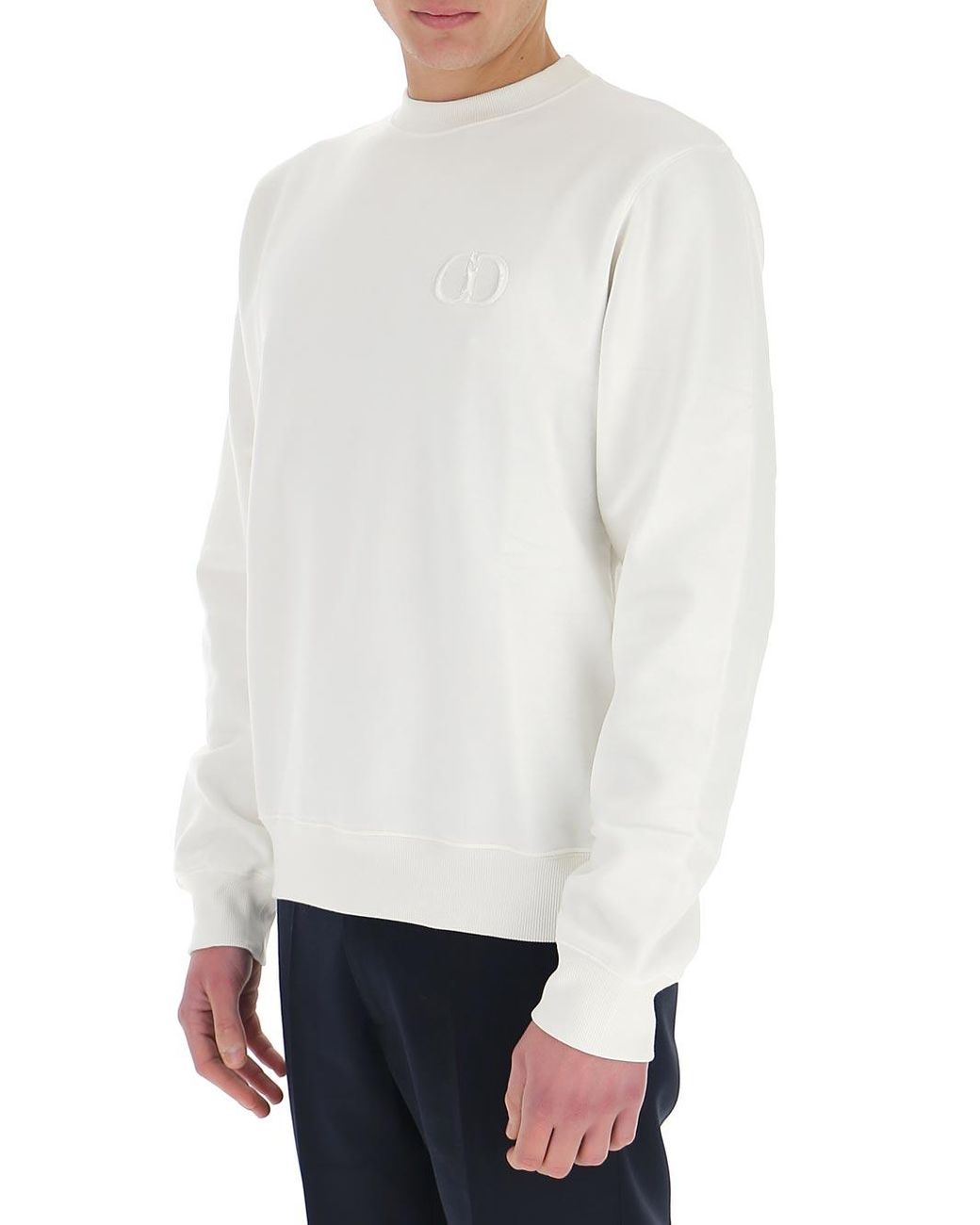 Dior Cd Icon Embroidery Sweatshirt in White for Men | Lyst