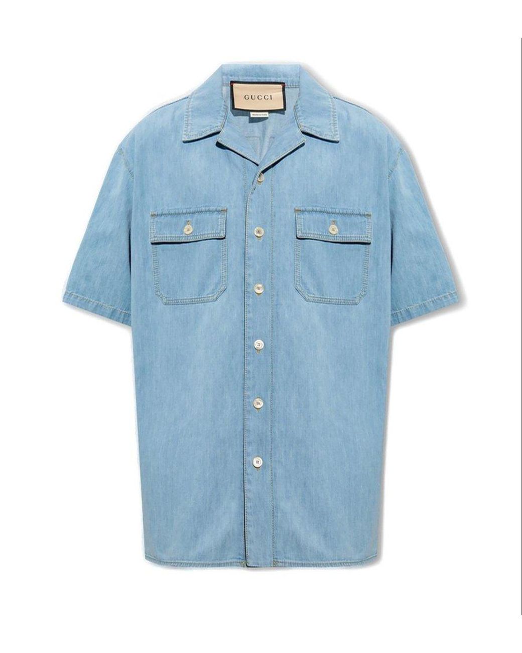 Gucci Blue Patch Denim Shirt