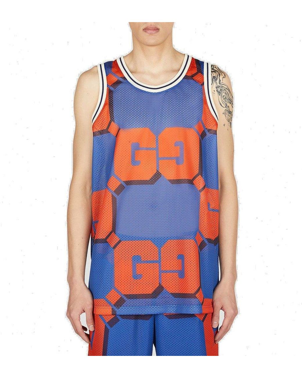 Gucci All-over GG Printed Sports Tank Top in Blue for Men