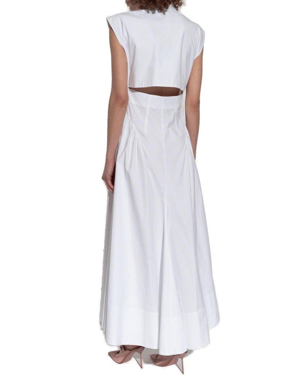 Sportmax Fabiana Button-Up Sleeveless Maxi Dress in White