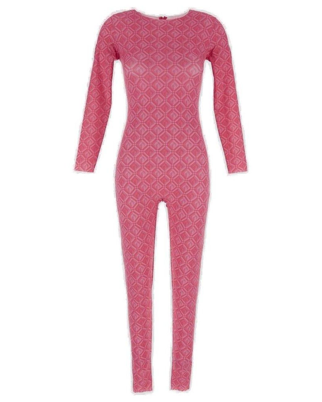 Marine Serre All-over Moon Catsuit in Pink | Lyst