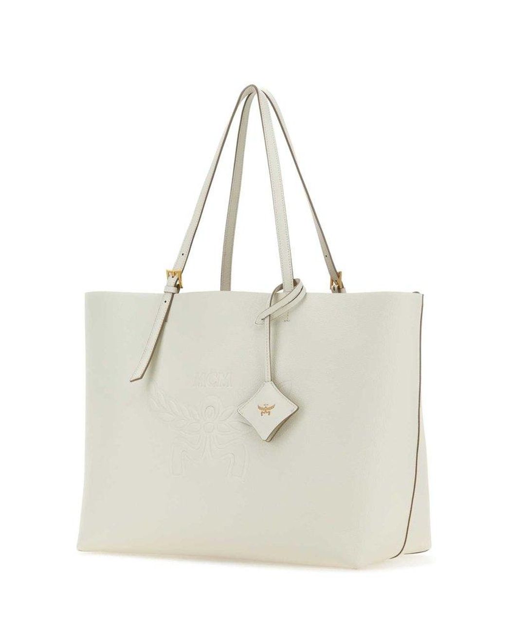 MCM Logo Debossed Shoulder Bag in Natural Lyst UK