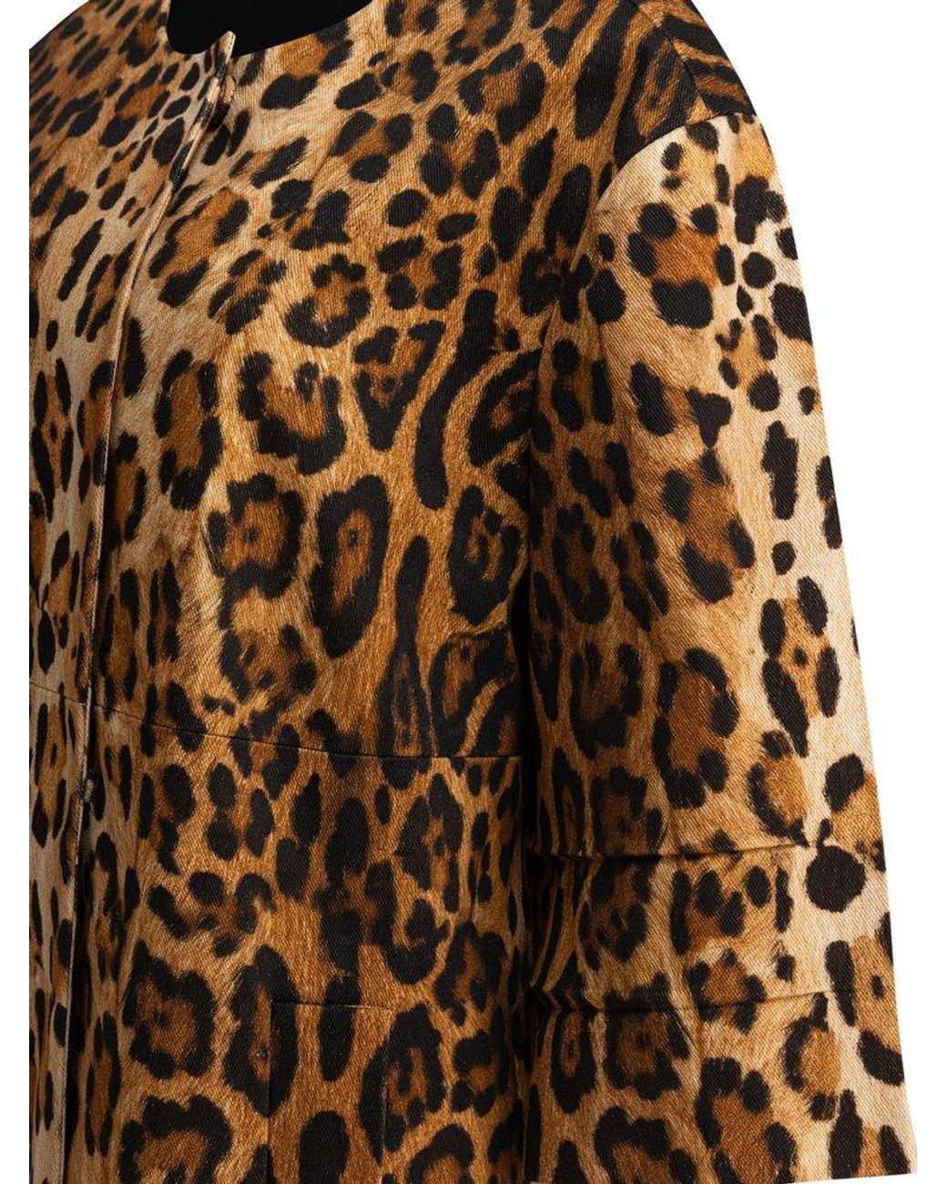 Prada Animal-Printed Round-Neck Coat | Lyst
