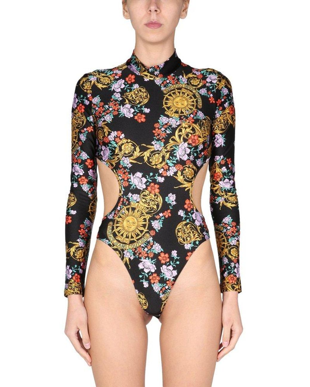 Versace Jeans Couture Graphic Printed Open-back Bodysuit