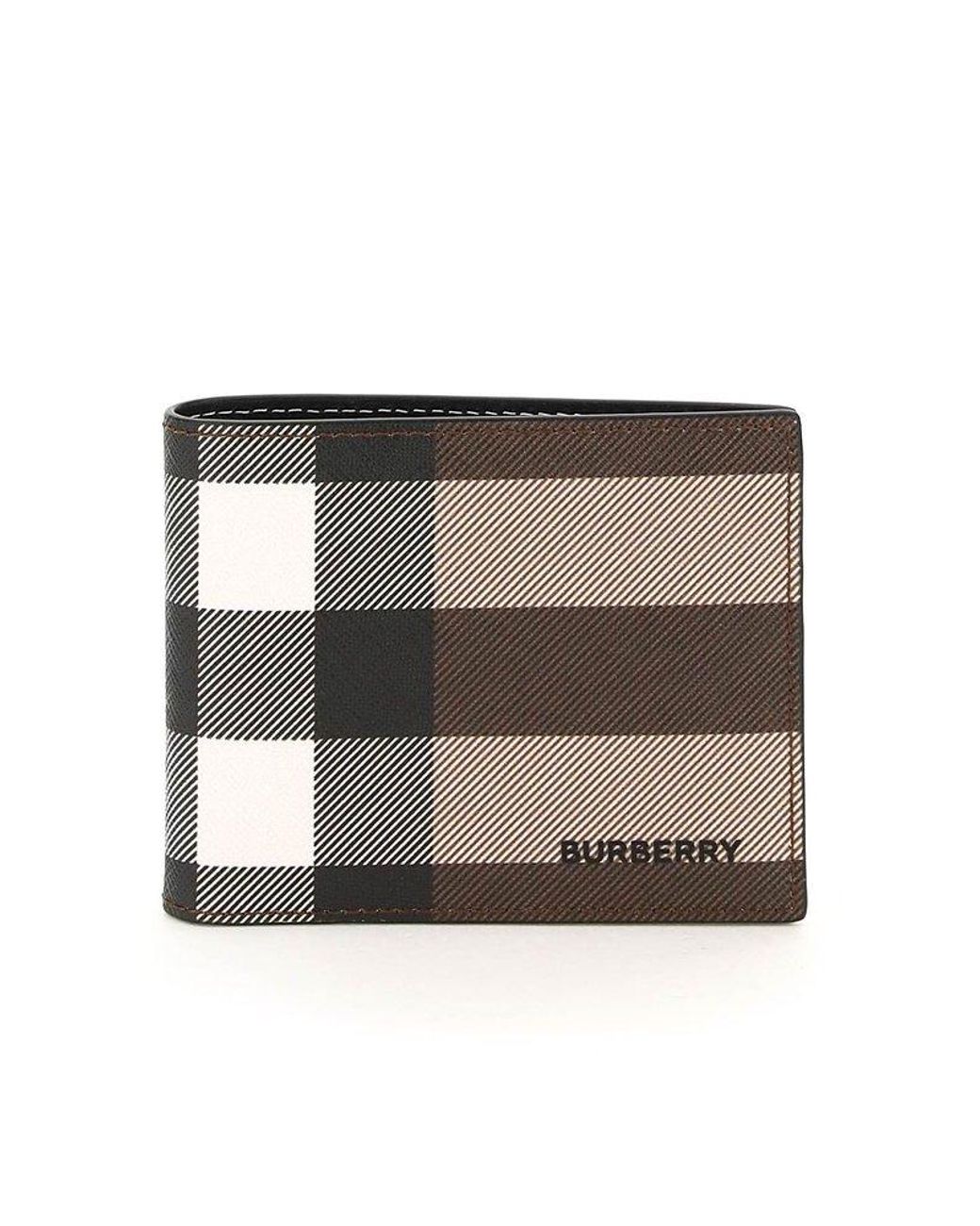Burberry Synthetic Checked Logo Print Bifold Wallet for Men | Lyst ...