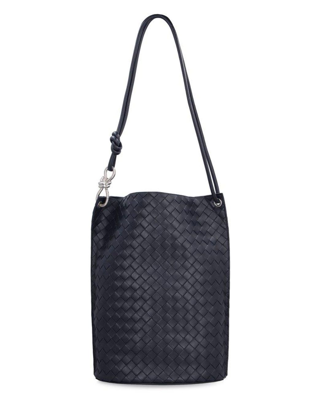 Bottega Veneta Point Shoulder Bag Boucle Tweed Medium Blue 2211251