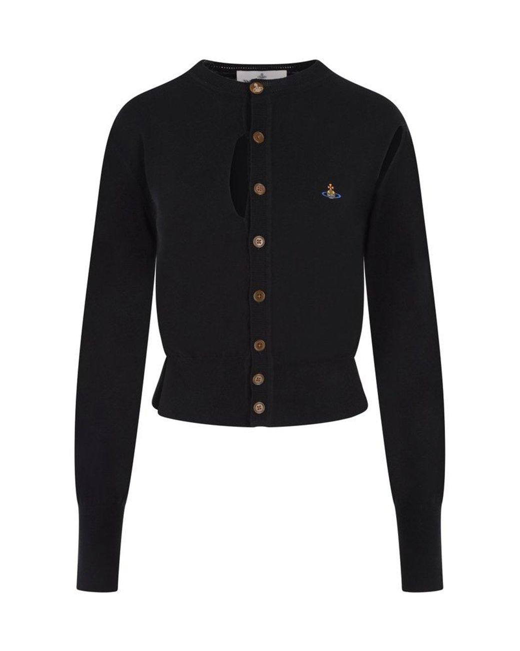 Vivienne Westwood Orb Embroidered Cut-out Cardigan in Black | Lyst