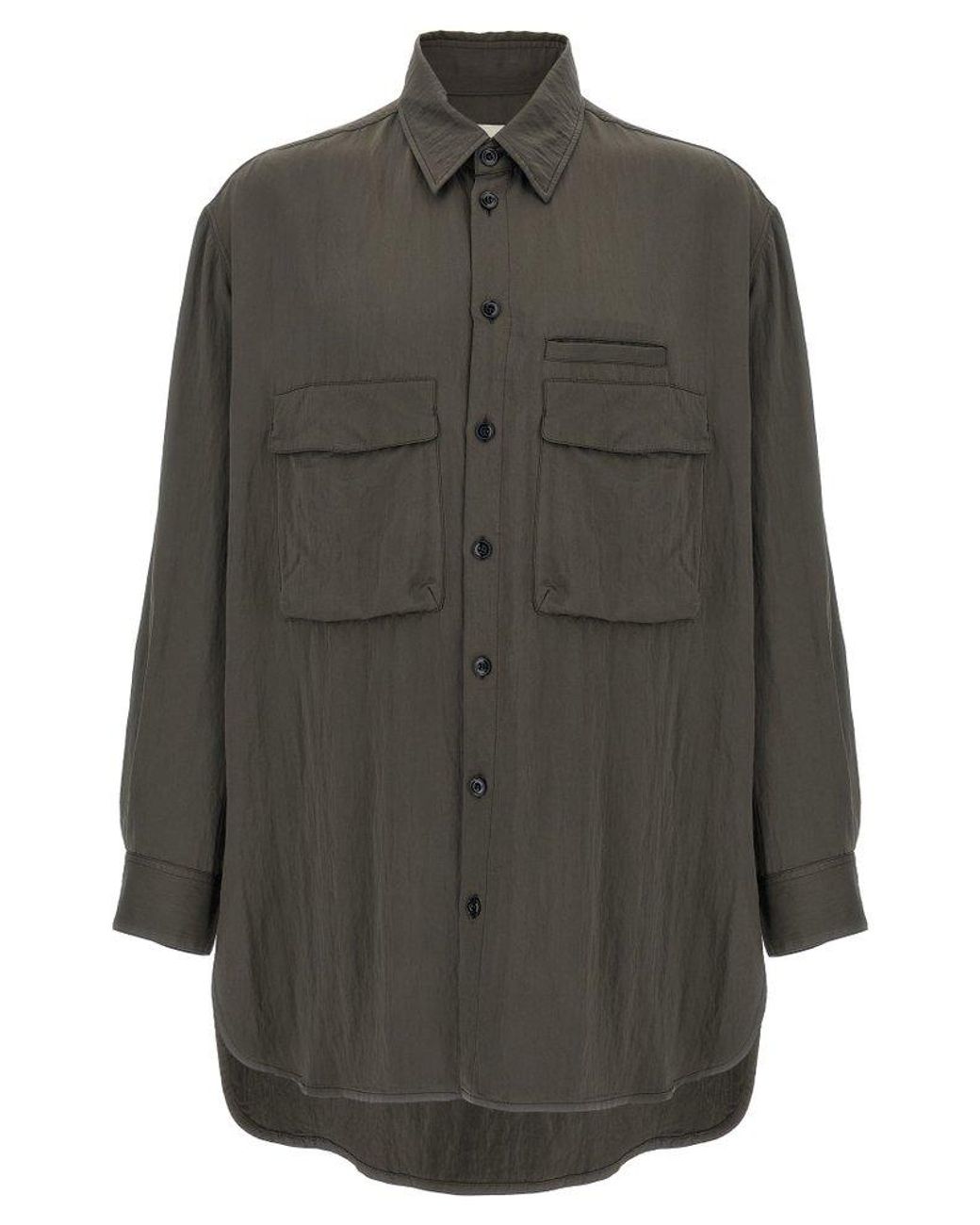 トップス LEMAIRE LONG OVERSHIRT - LIGHTFELTEDWOOL Lemaire Utility Buttoned Overshirt in Gray for Men | Lyst