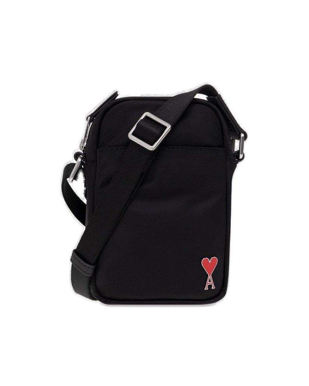 ★【AMI PARIS】 Heart Logo Round Cross Bag★ー ミニ バッグ★ ami-Black-Paris-De-Coeur-