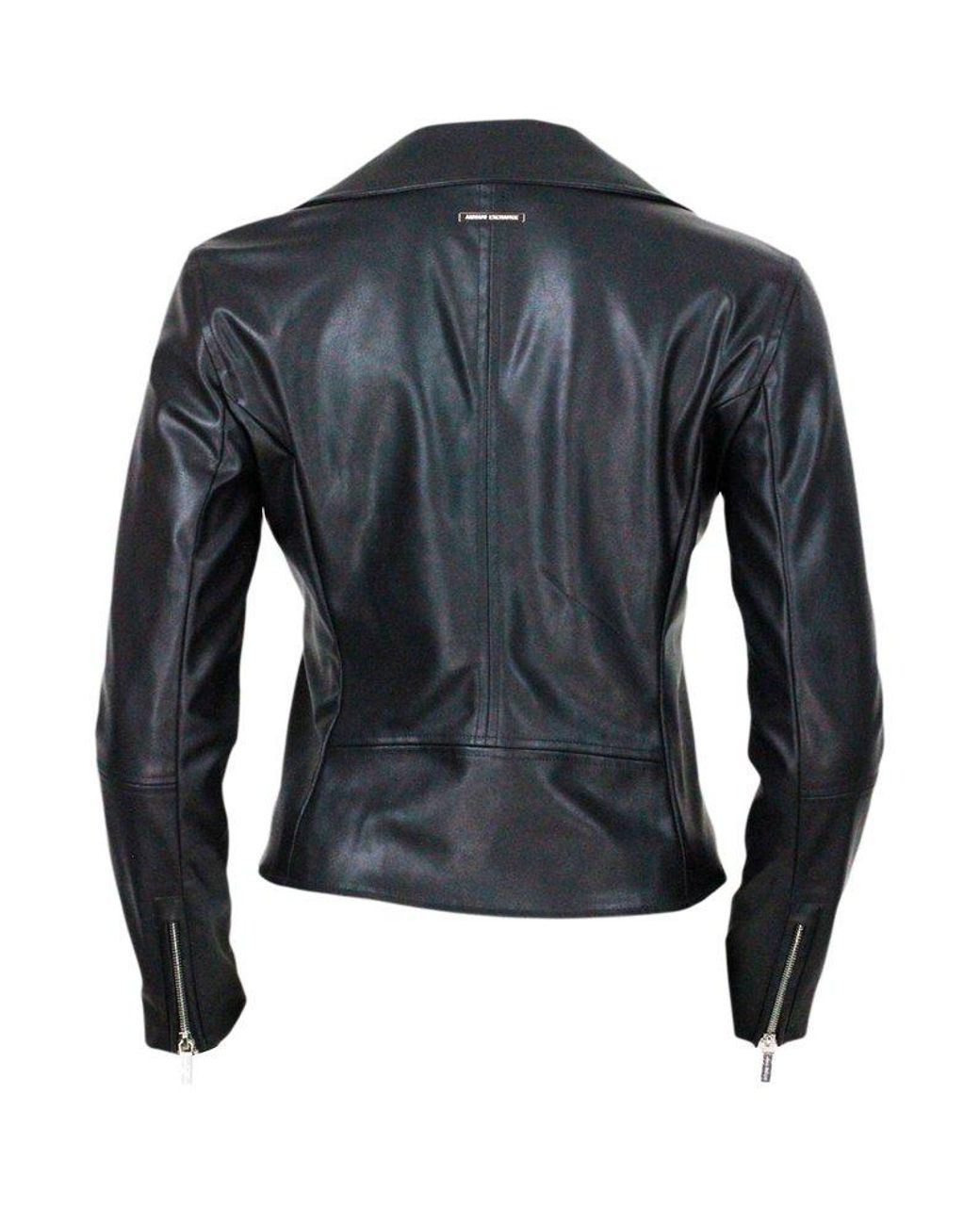Armani exchange leather jacket womens deals