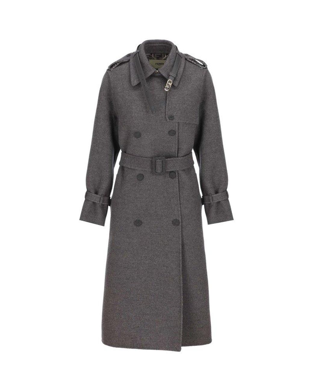 Fendi Straight-cut Trench Coat in Gray | Lyst