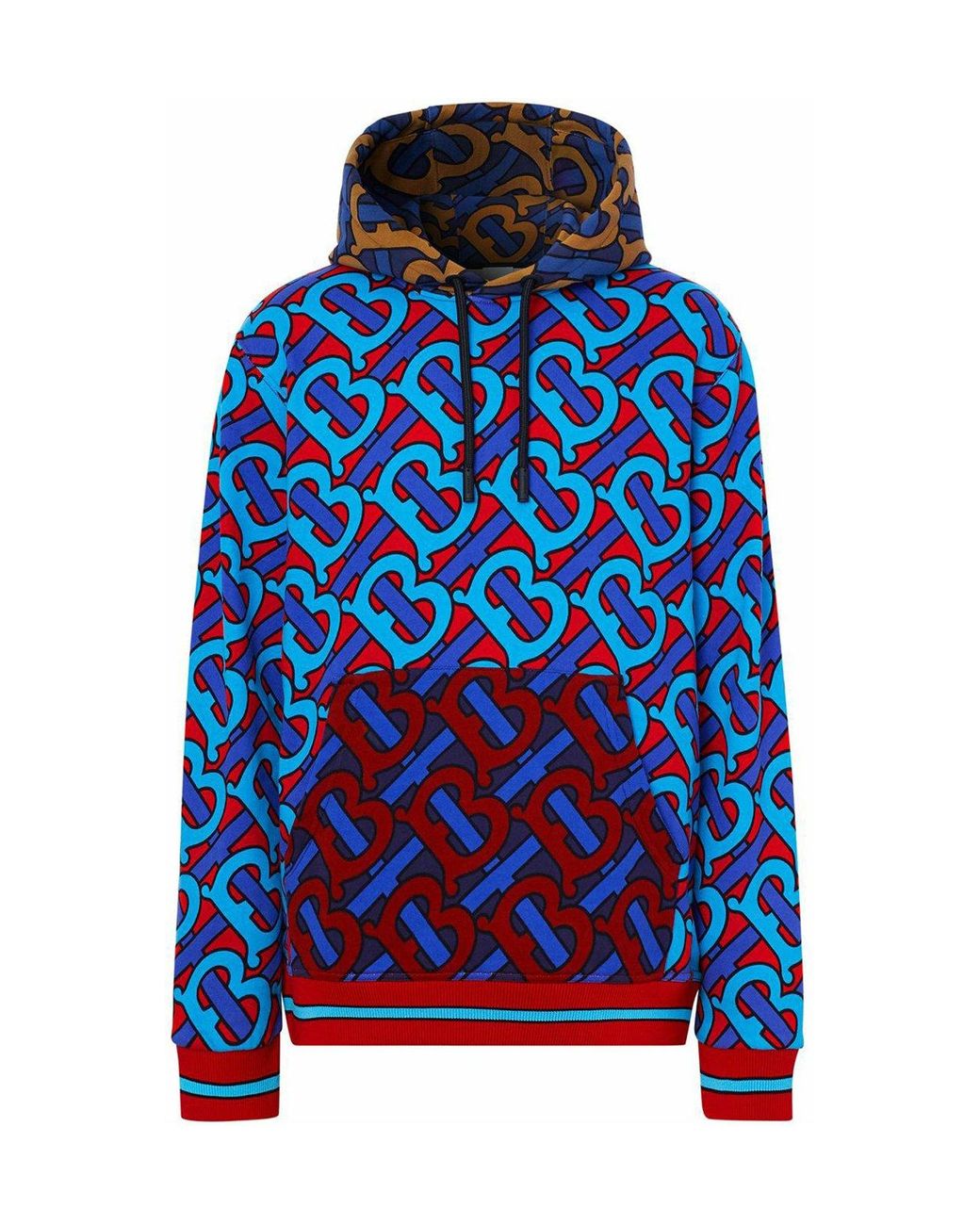 Burberry Monogram Print Cotton Hoodie in Blue for Men | Lyst